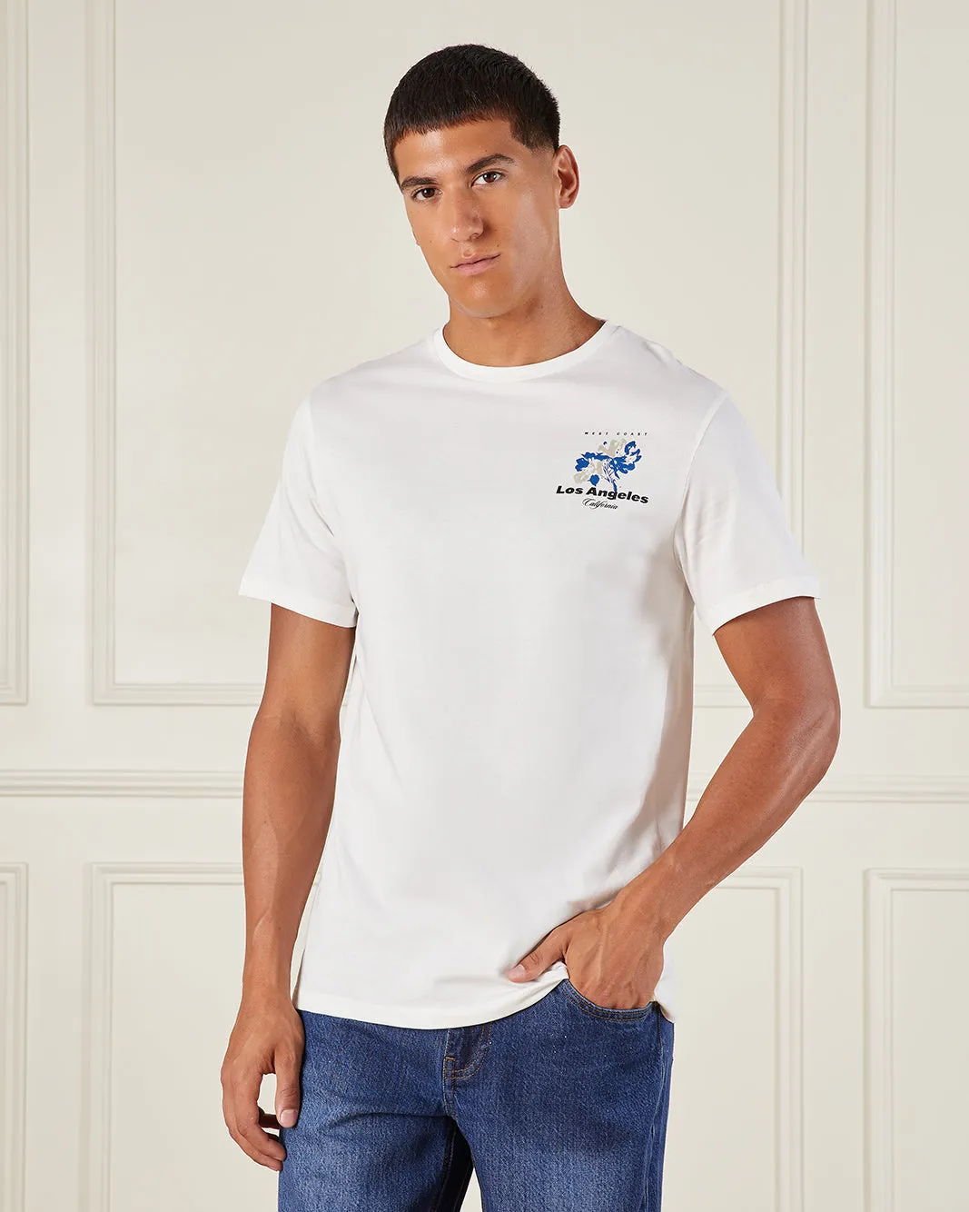 Men White Printed T-Shirt sold by Redtag product image thumbnail 2