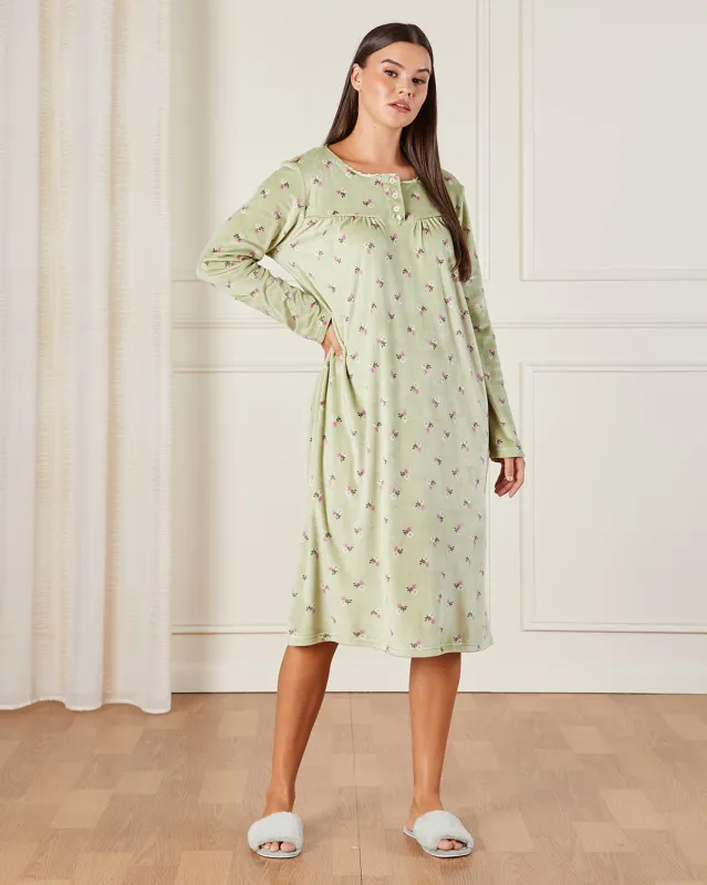 Women Green Floral Print Nightgown sold by Redtag