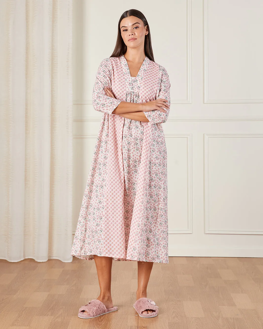 Women Pink Floral Printed Nightgown sold by Redtag