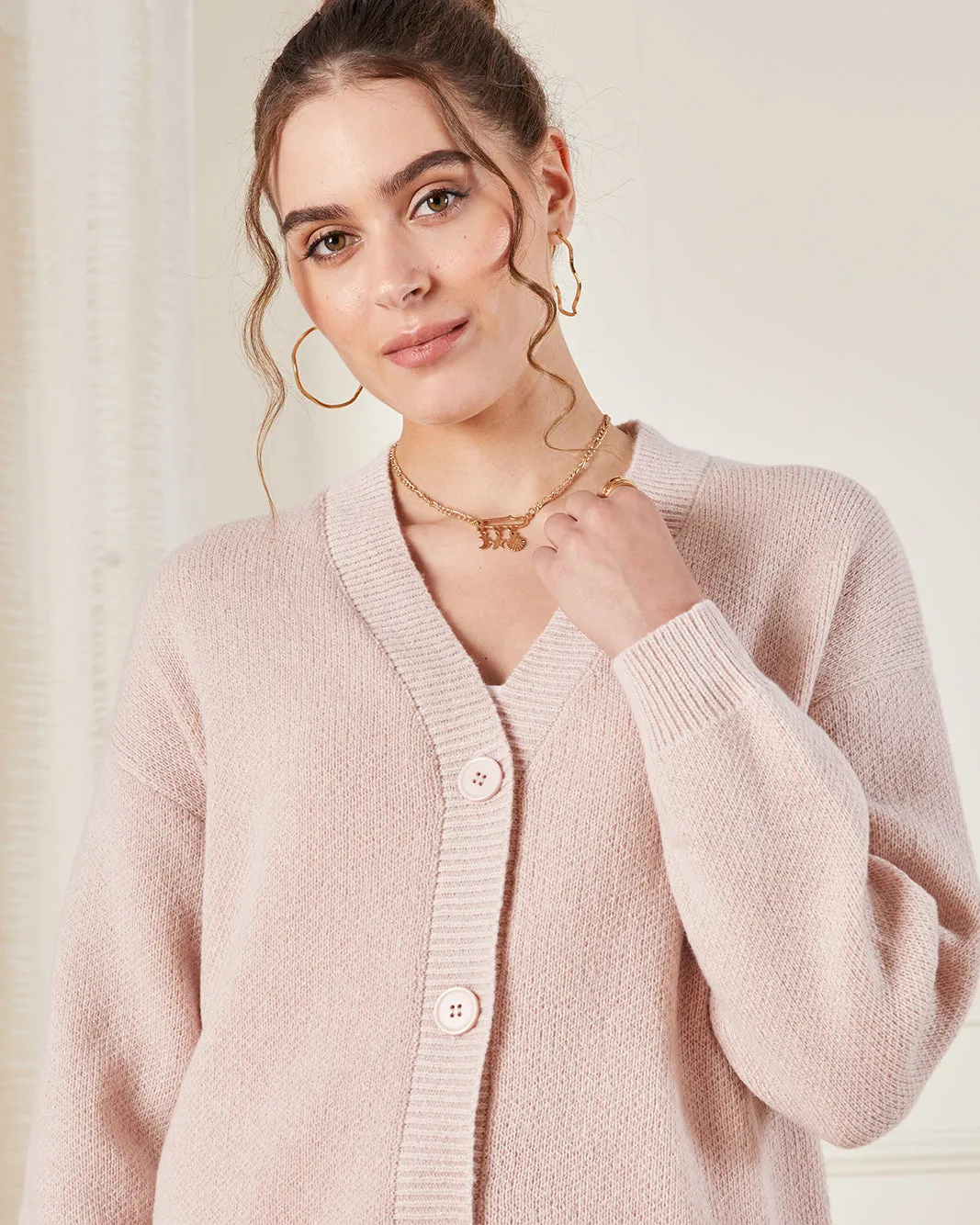 Women Pink Knitted Cardigan sold by Redtag product image thumbnail 4