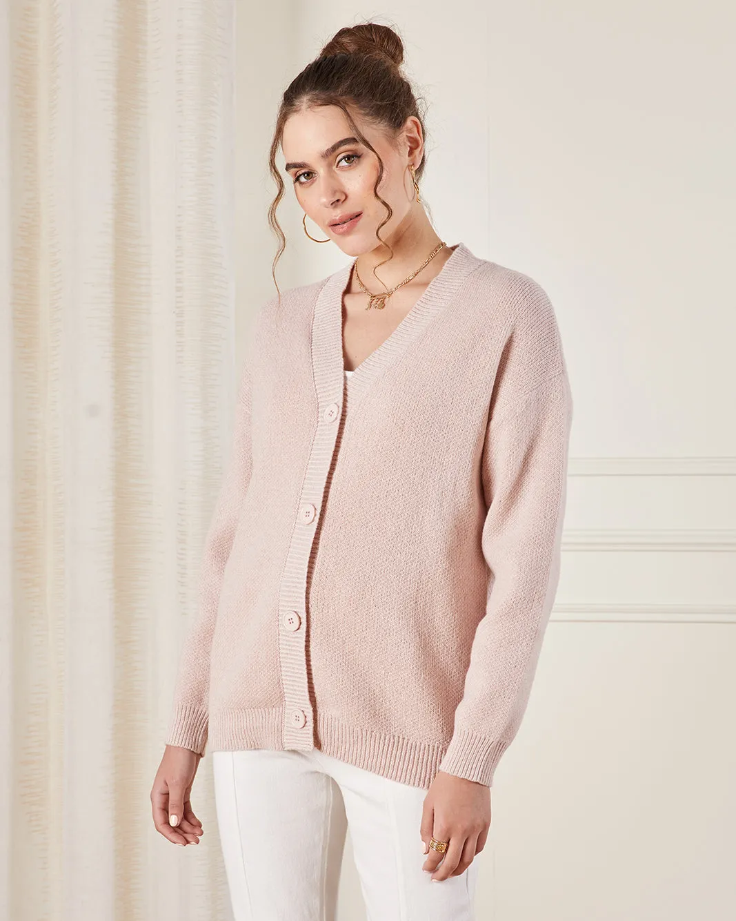 Women Pink Knitted Cardigan sold by Redtag