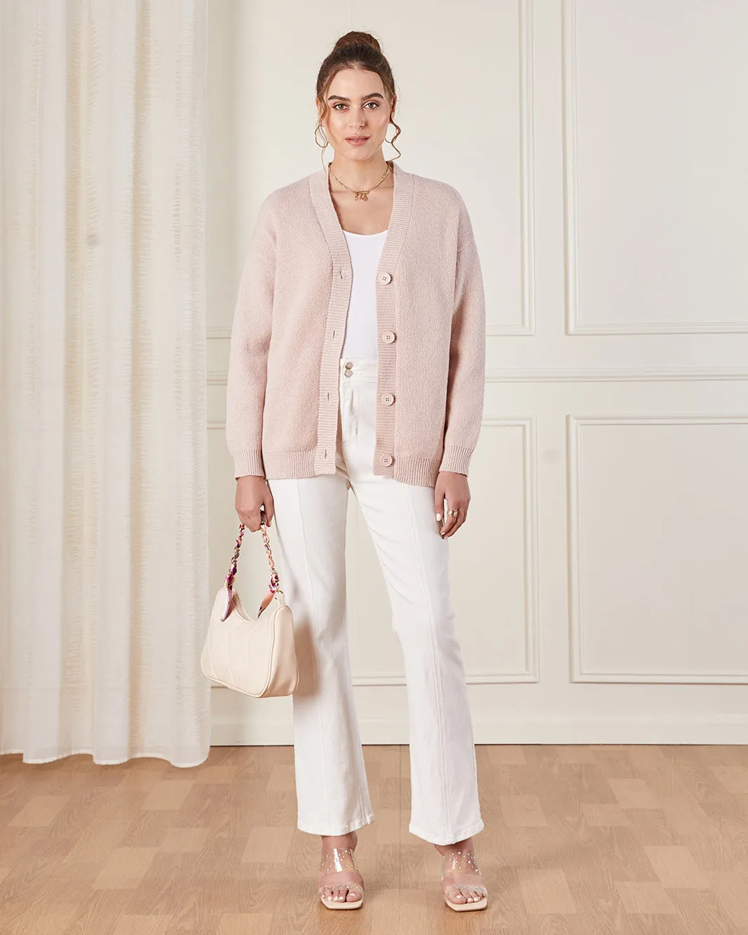 Women Pink Knitted Cardigan sold by Redtag product image thumbnail 2