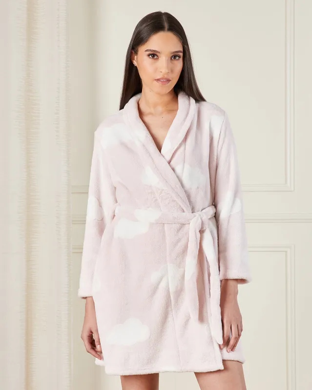 Women Pink Short Robe Clouds Embossed sold by Redtag