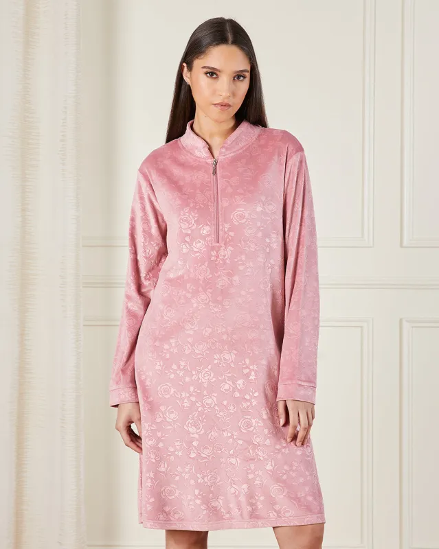 Women Floral Print Zipper Nightgown sold by Redtag