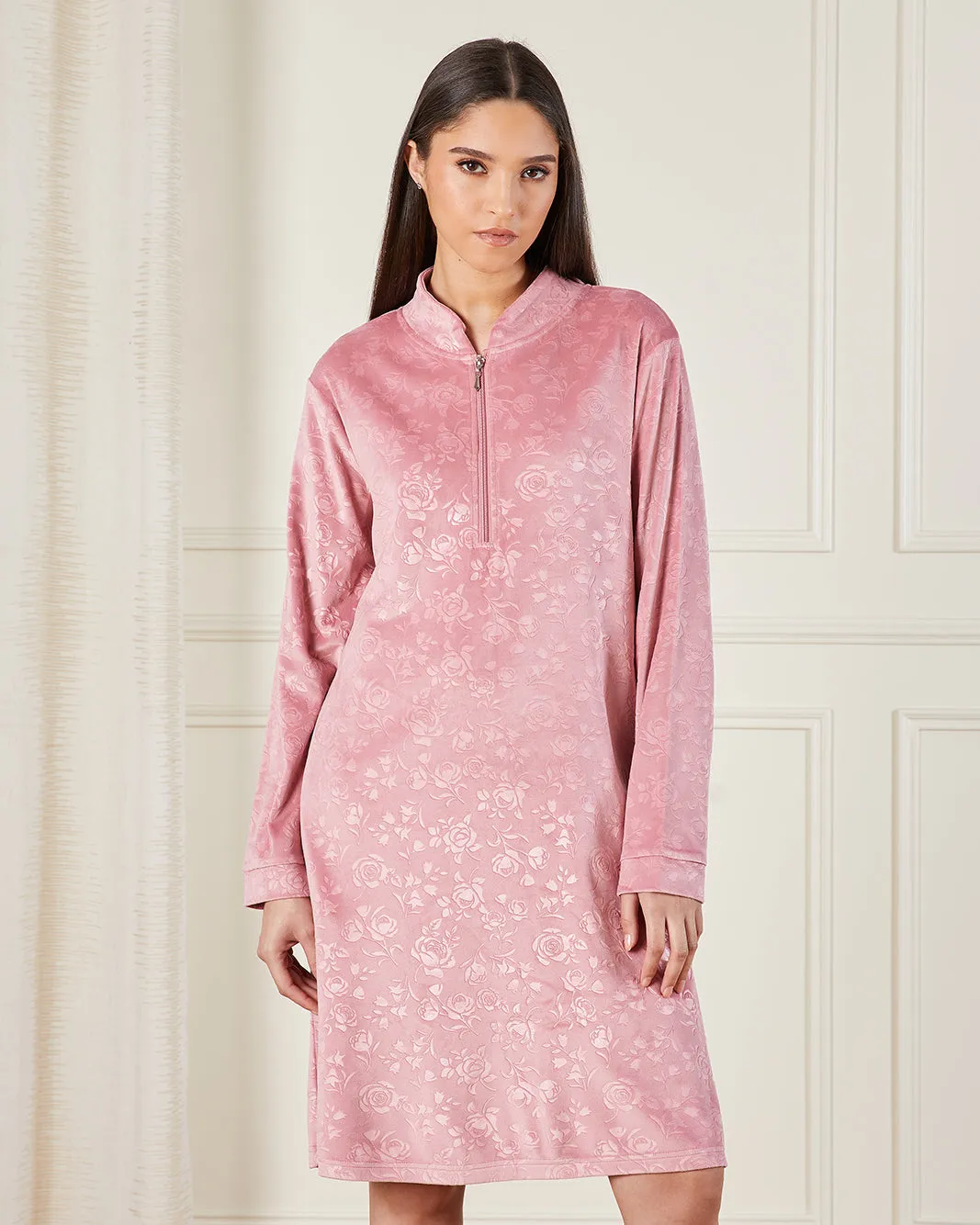 Women Floral Print Zipper Nightgown sold by Redtag