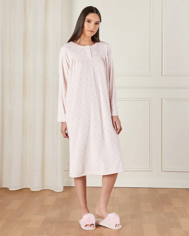 Women Pink Hearts Allover Print Nightgown sold by Redtag