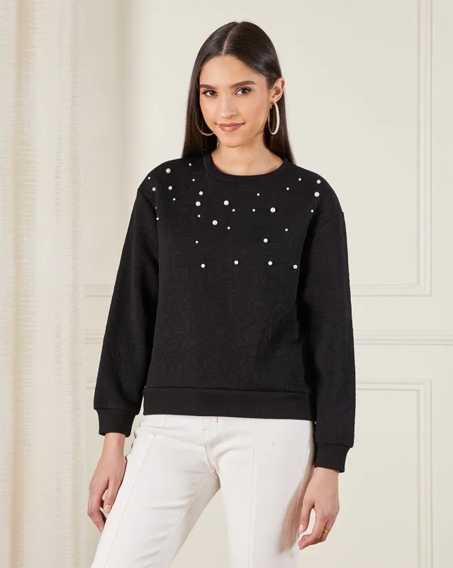 Women Black Pearl Sweatshirt sold by Redtag