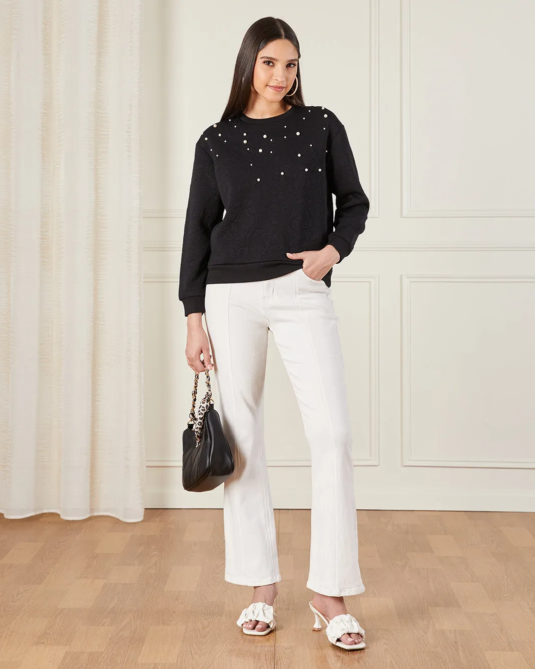 Women Black Pearl Sweatshirt sold by Redtag product image thumbnail 2