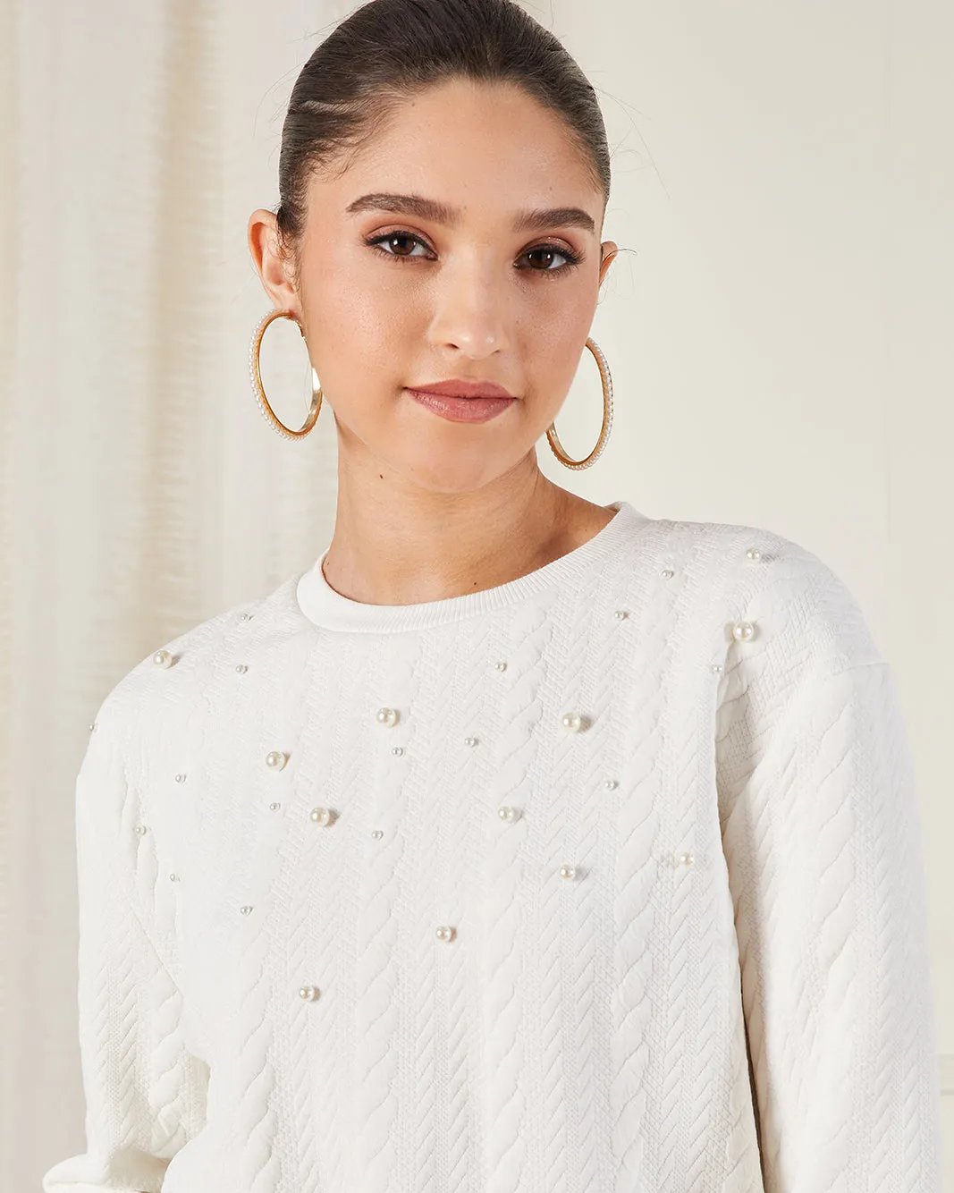 Women Ivory Embellished Sweatshirt sold by Redtag product image thumbnail 4