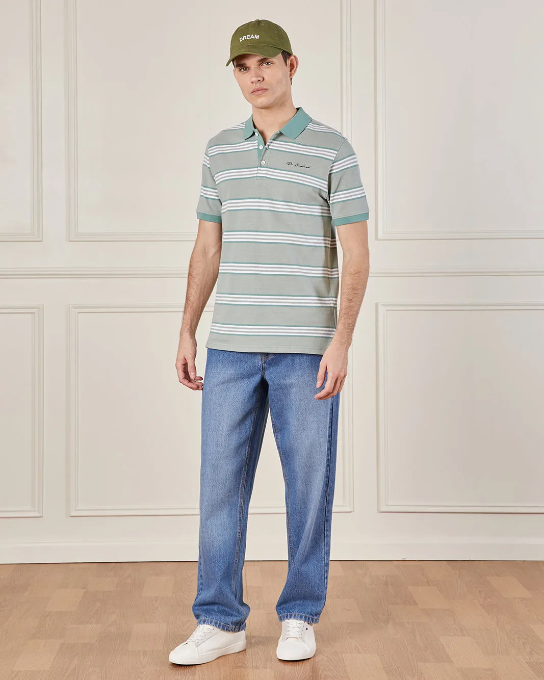 Men Grey Striped Polo Shirt sold by Redtag product image thumbnail 2