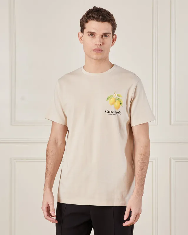 Men Beige Graphic T-Shirt sold by Redtag