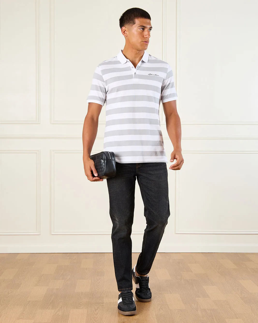 Men White Striped Polo Shirts sold by Redtag product image thumbnail 2