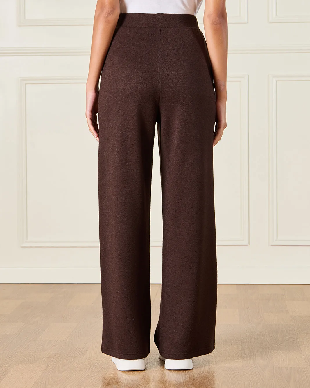 Women Brown Knitted Wide Leg Trousers sold by Redtag product image thumbnail 3