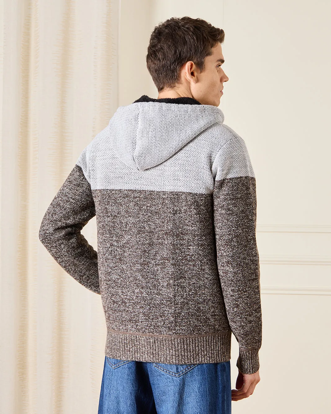 Men Grey Knitted Hooded Pullover sold by Redtag product image thumbnail 3