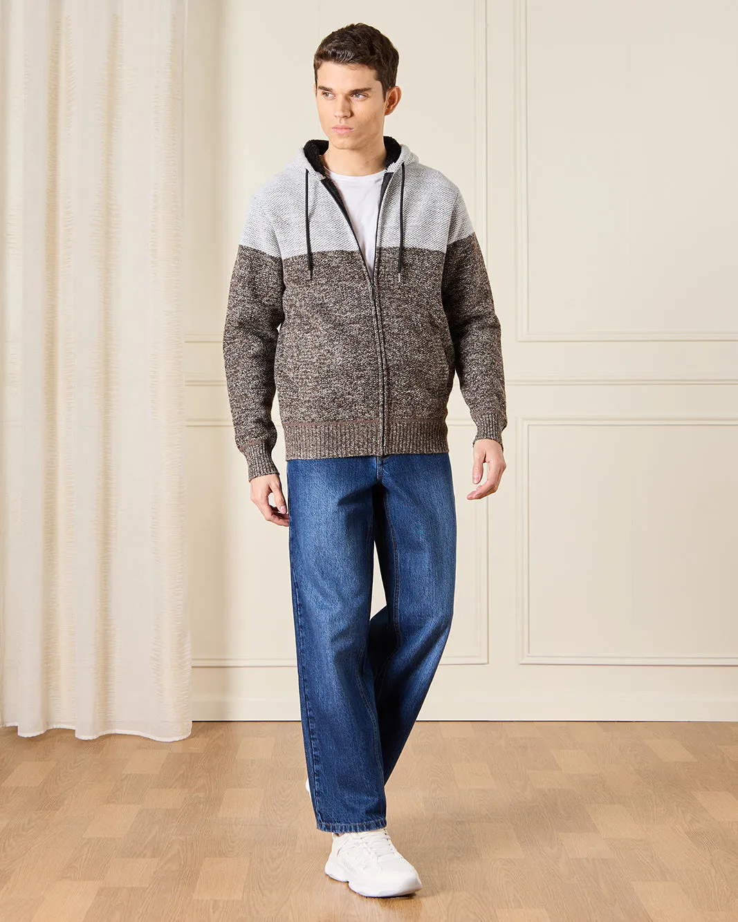 Men Grey Knitted Hooded Pullover sold by Redtag product image thumbnail 2