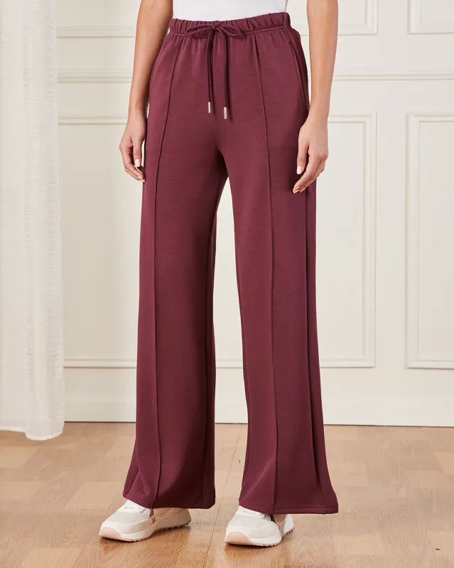 Women Burgundy Wide Leg Active Pants sold by Redtag
