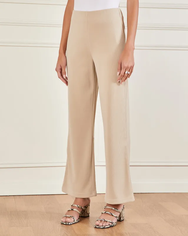 Women Beige Knitted Wide Leg Trousers sold by Redtag