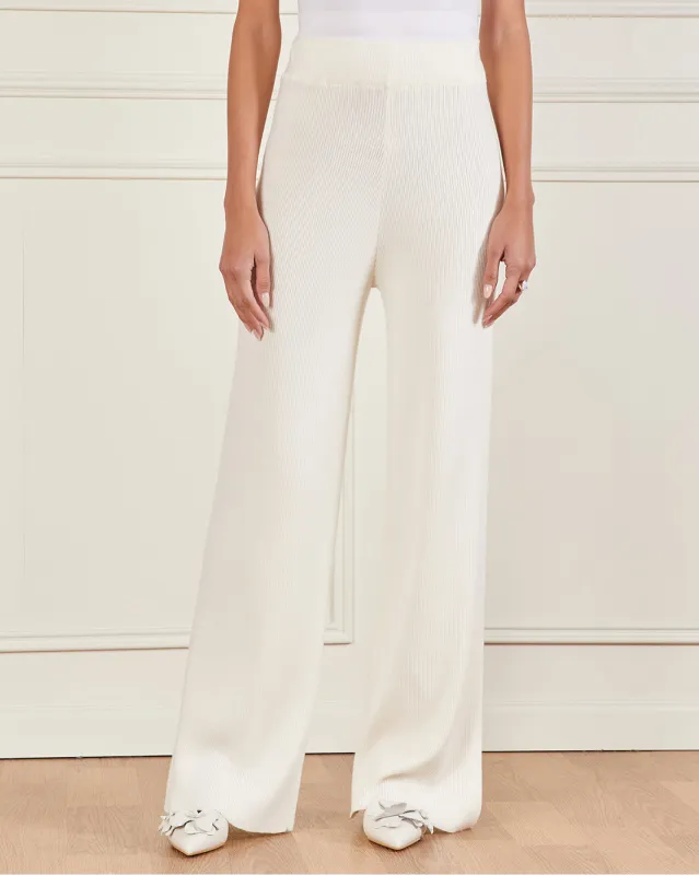 Women Cream Knitted Wide Leg Trousers sold by Redtag