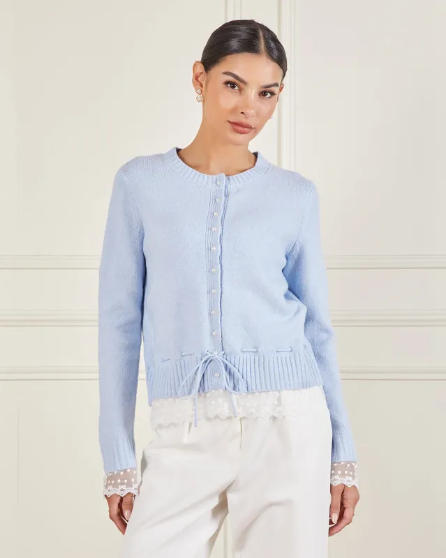 Women Blue Knitted Button Front Cardigan sold by Redtag