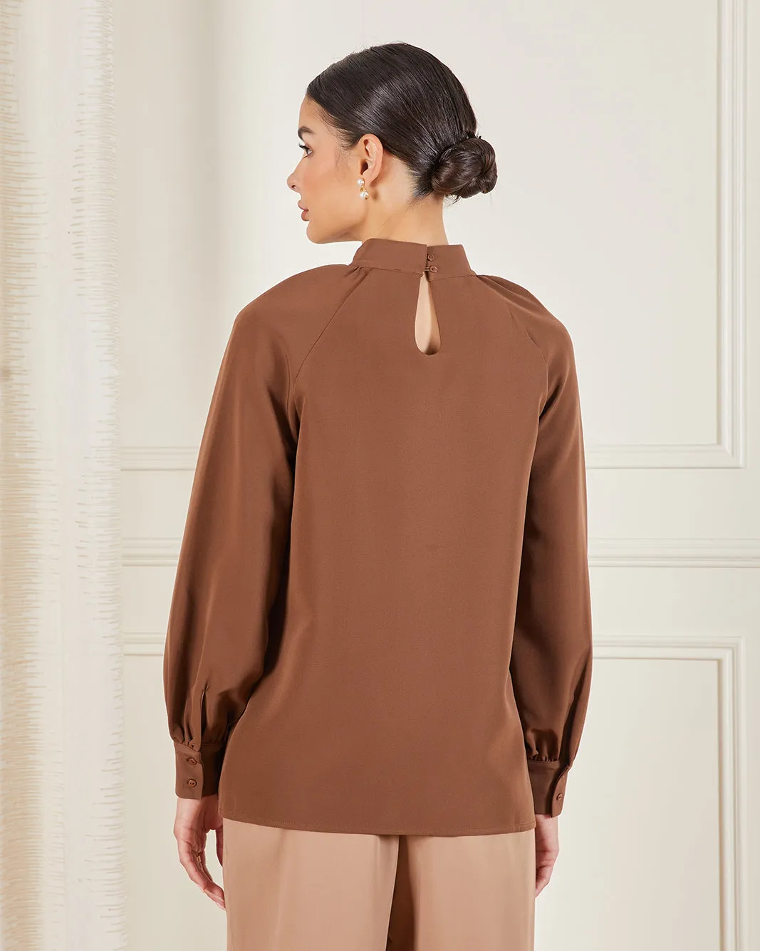 Women Brown High Neck Blouse sold by Redtag product image thumbnail 3