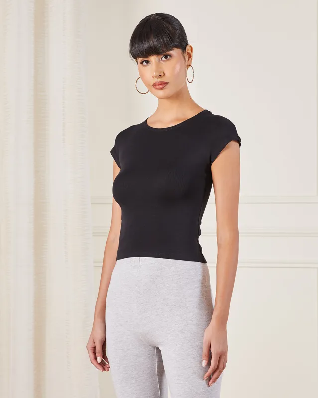 Women Black Sleeveless T-Shirt sold by Redtag