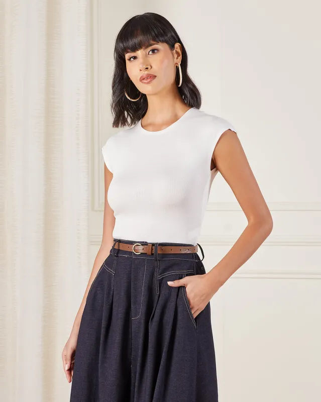 Women White Sleeveless T-Shirt sold by Redtag