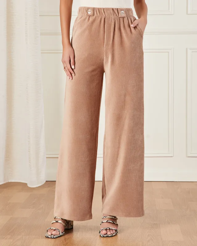 Women Beige Ribbed Trousers sold by Redtag