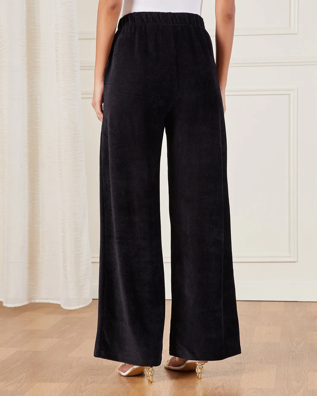 Women Black Ribbed Trousers sold by Redtag product image thumbnail 3