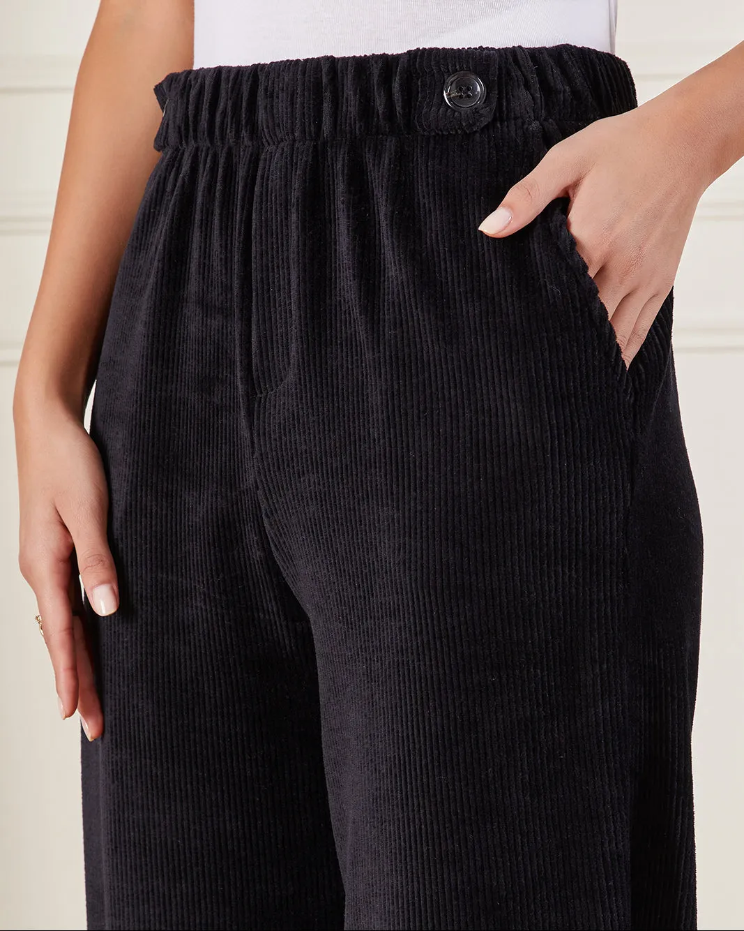 Women Black Ribbed Trousers sold by Redtag product image thumbnail 4