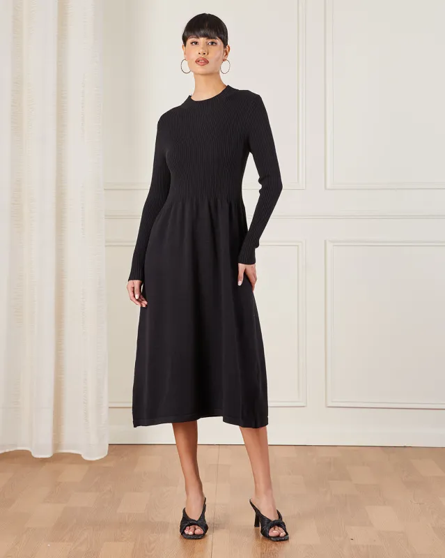 Women Black A Line Midi Dress sold by Redtag