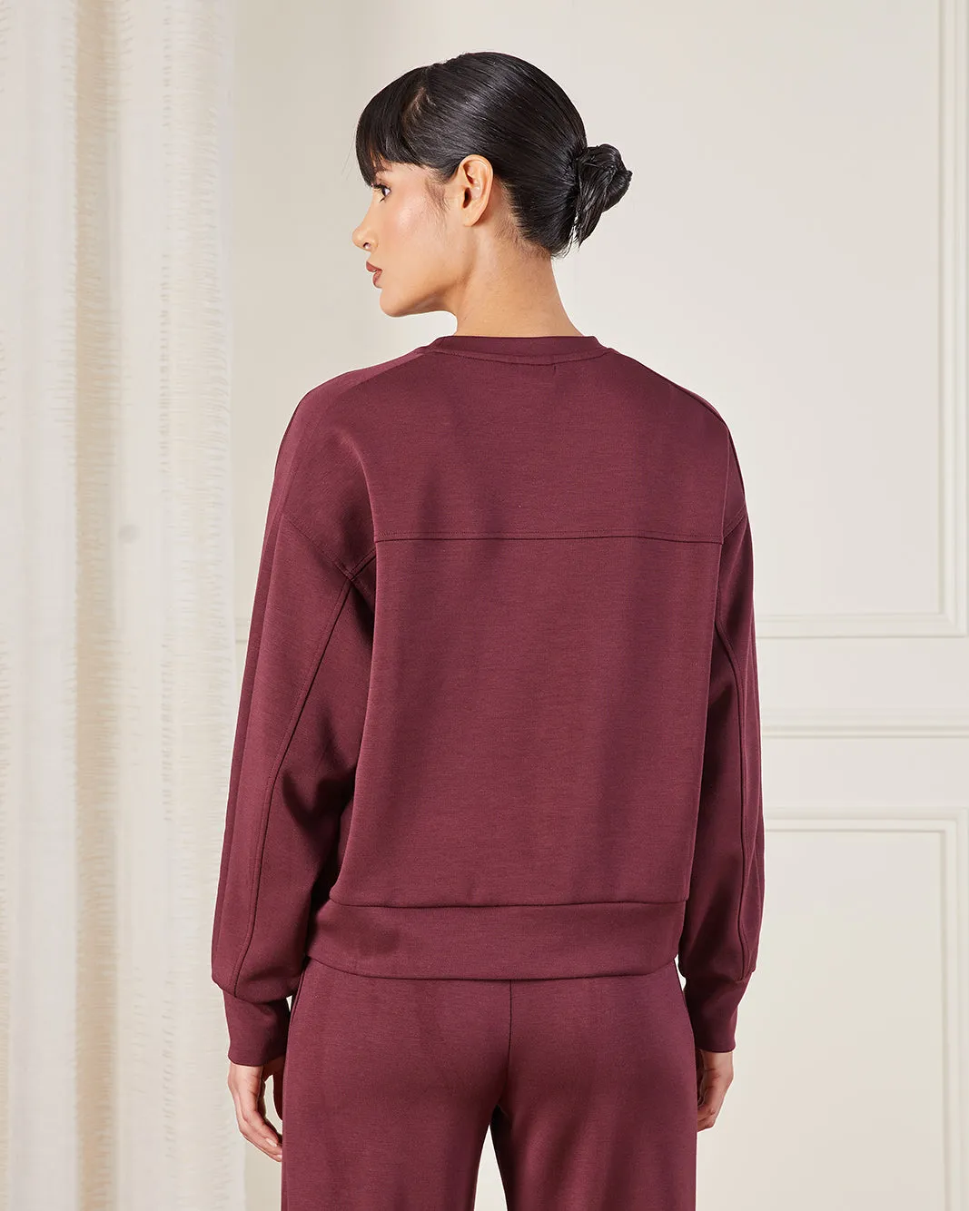 Women Burgundy Detail Active Sweatshirt sold by Redtag product image thumbnail 3