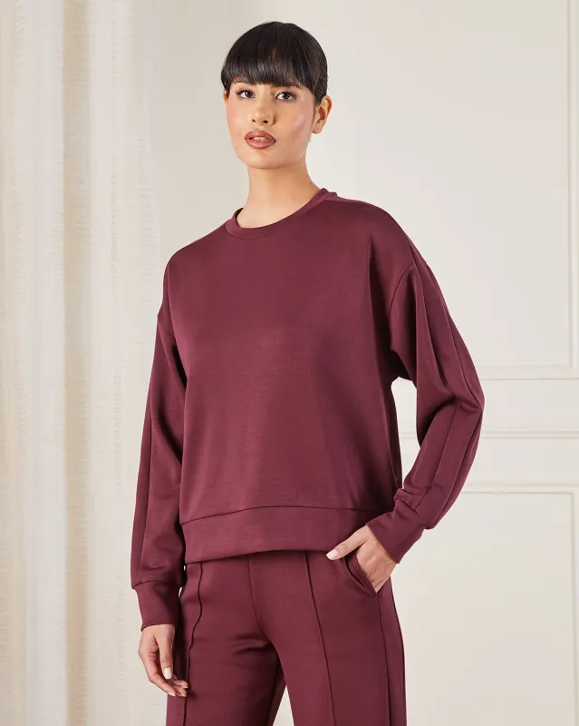 Women Burgundy Detail Active Sweatshirt sold by Redtag