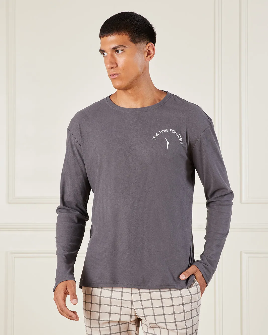 Men Grey Checkered Pyjama Set (2 Piece) sold by Redtag product image thumbnail 2