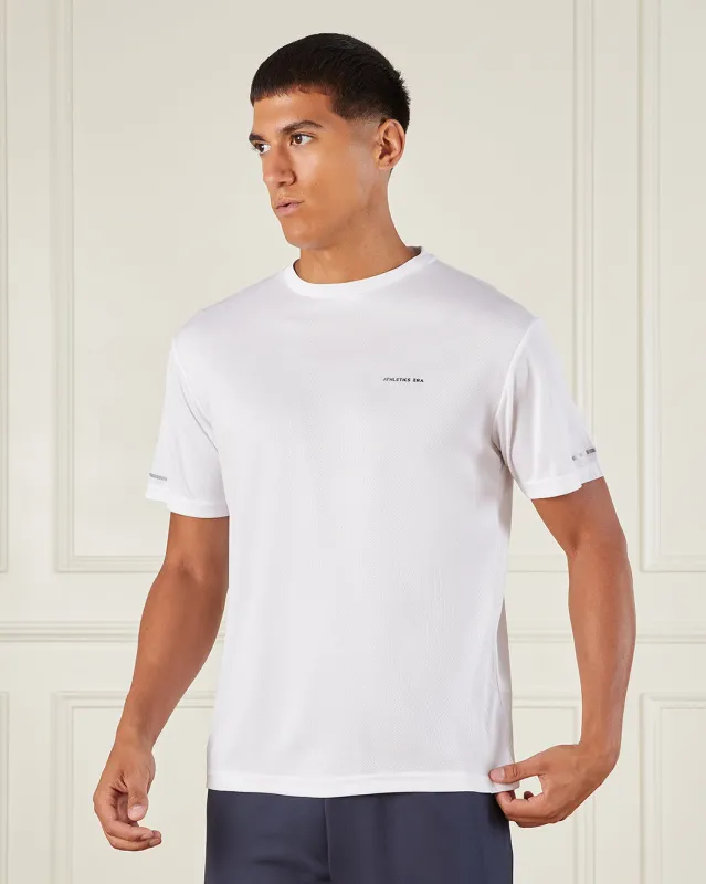 Men White Printed Active T-Shirt sold by Redtag