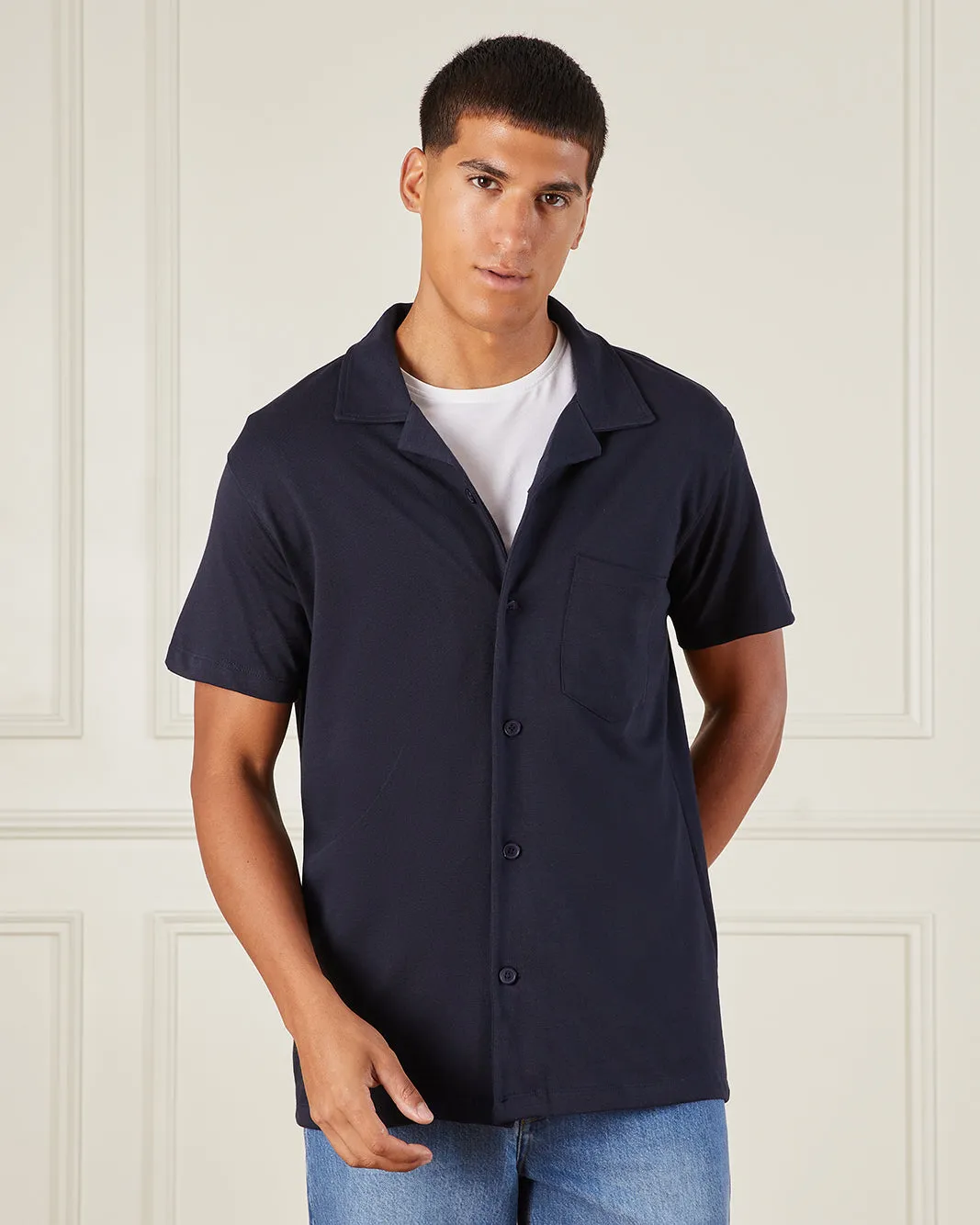 Men Navy Resort Shirt sold by Redtag