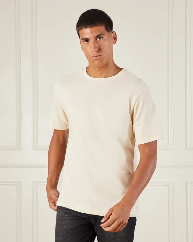 Men Cream Textured Knitted Shirt sold by Redtag