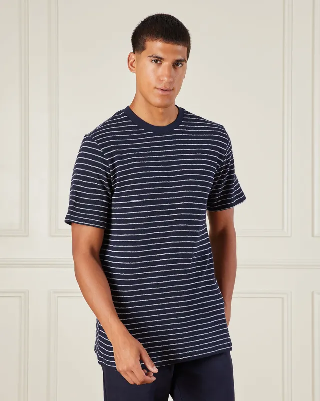 Men Black Textured Knitted T-Shirt sold by Redtag