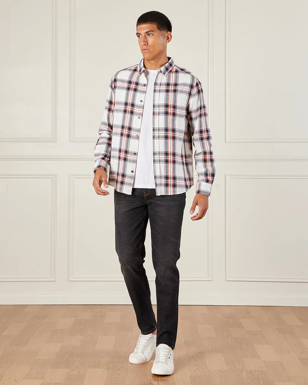 Men White Checkered Button Down Shirt sold by Redtag product image thumbnail 2