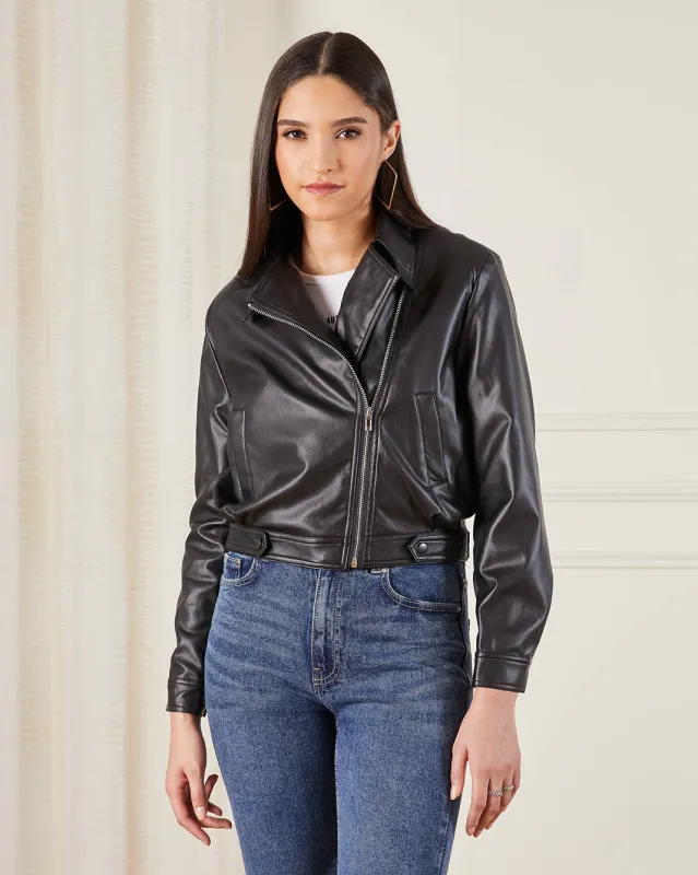 Women Brown Biker Jacket sold by Redtag