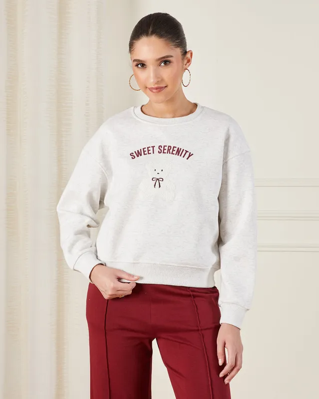 Grey Sweet Serenity Embroidered Sweatshirt sold by Redtag