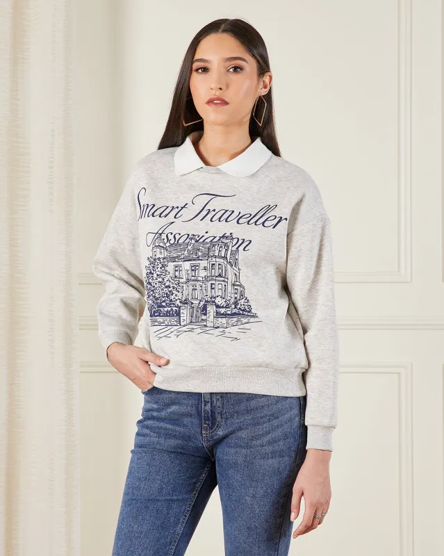 Women Grey Collared Sweatshirt sold by Redtag