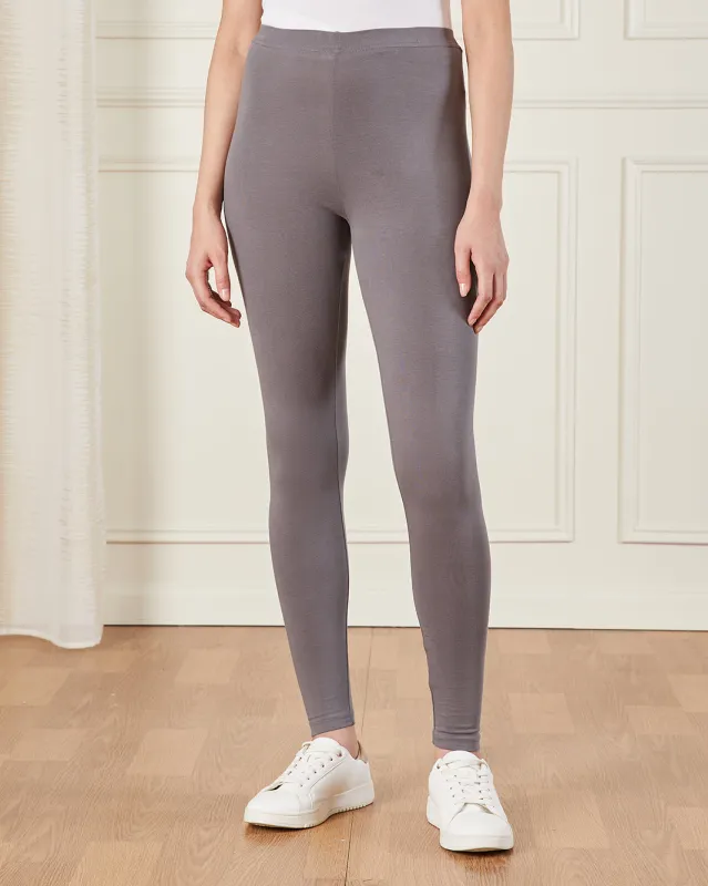 Women Charcoal Elastic Waistband Leggings sold by Redtag