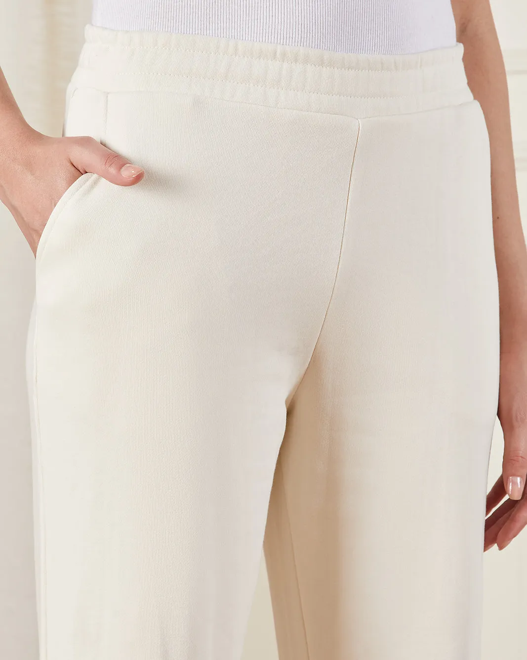 Women Beige Ribbed Hem Jog Pants sold by Redtag product image thumbnail 4