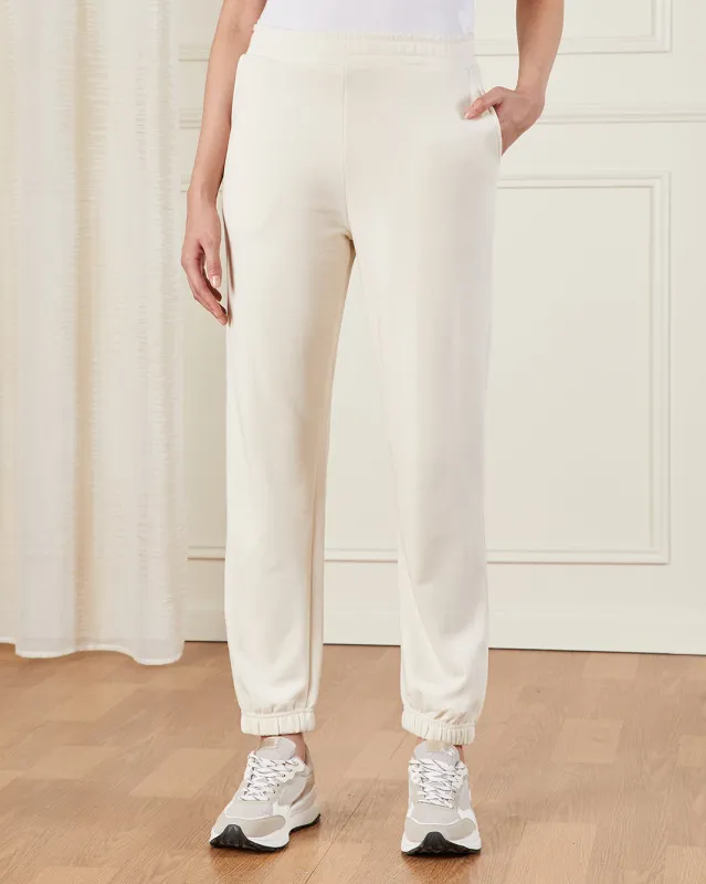 Women Beige Ribbed Hem Jog Pants sold by Redtag