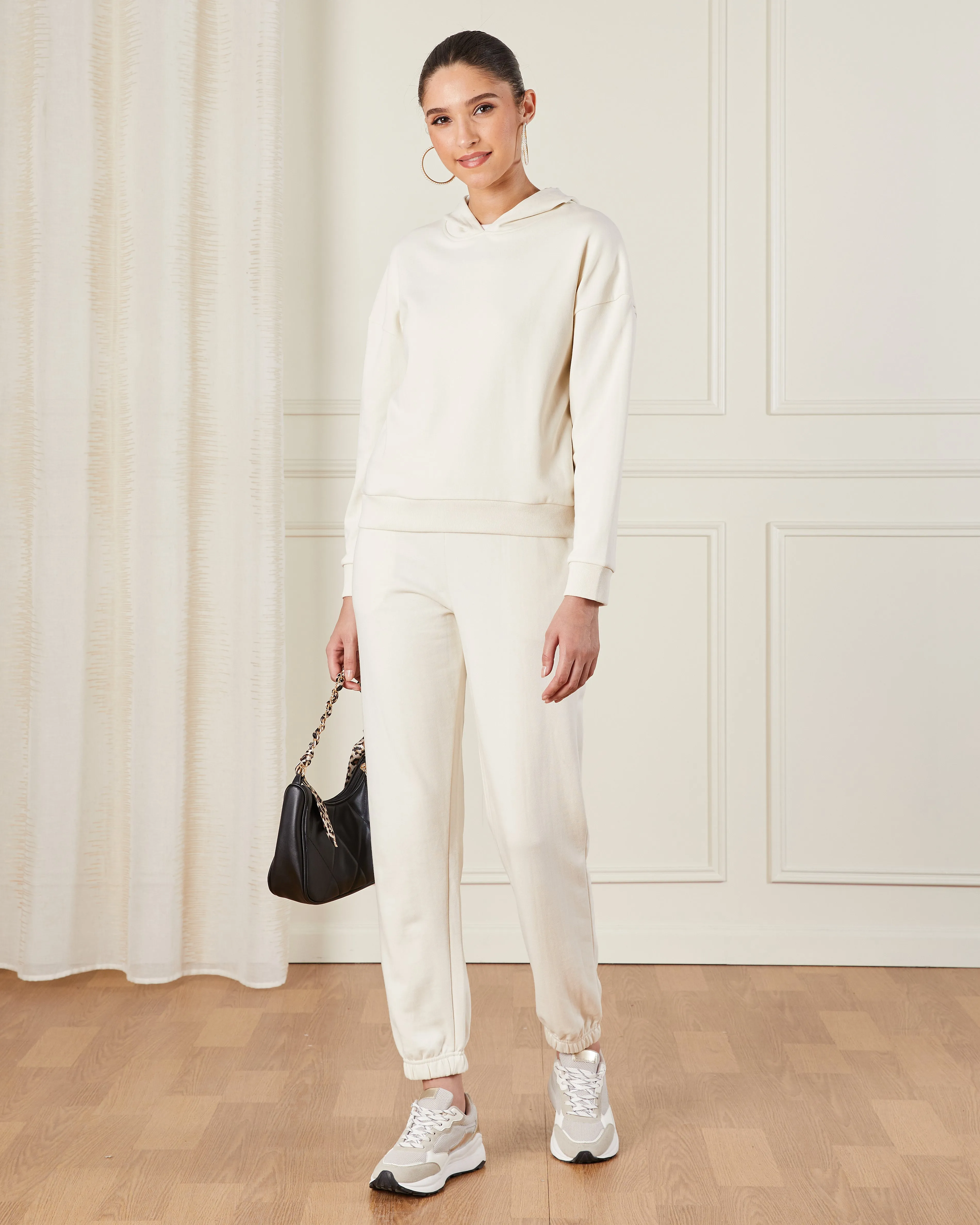 Women Beige Ribbed Hem Jog Pants sold by Redtag product image thumbnail 2