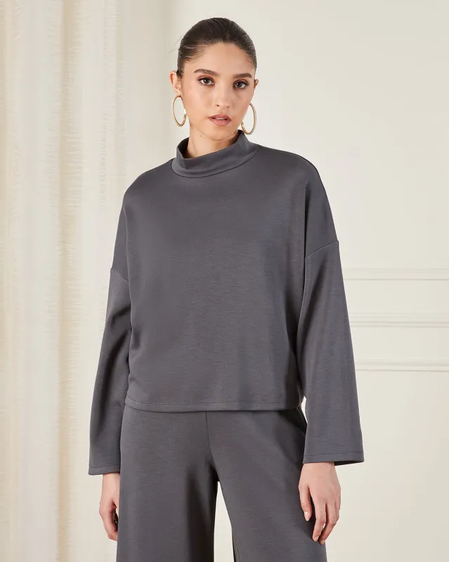 Women Charcoal Turtle Neck Pullover sold by Redtag