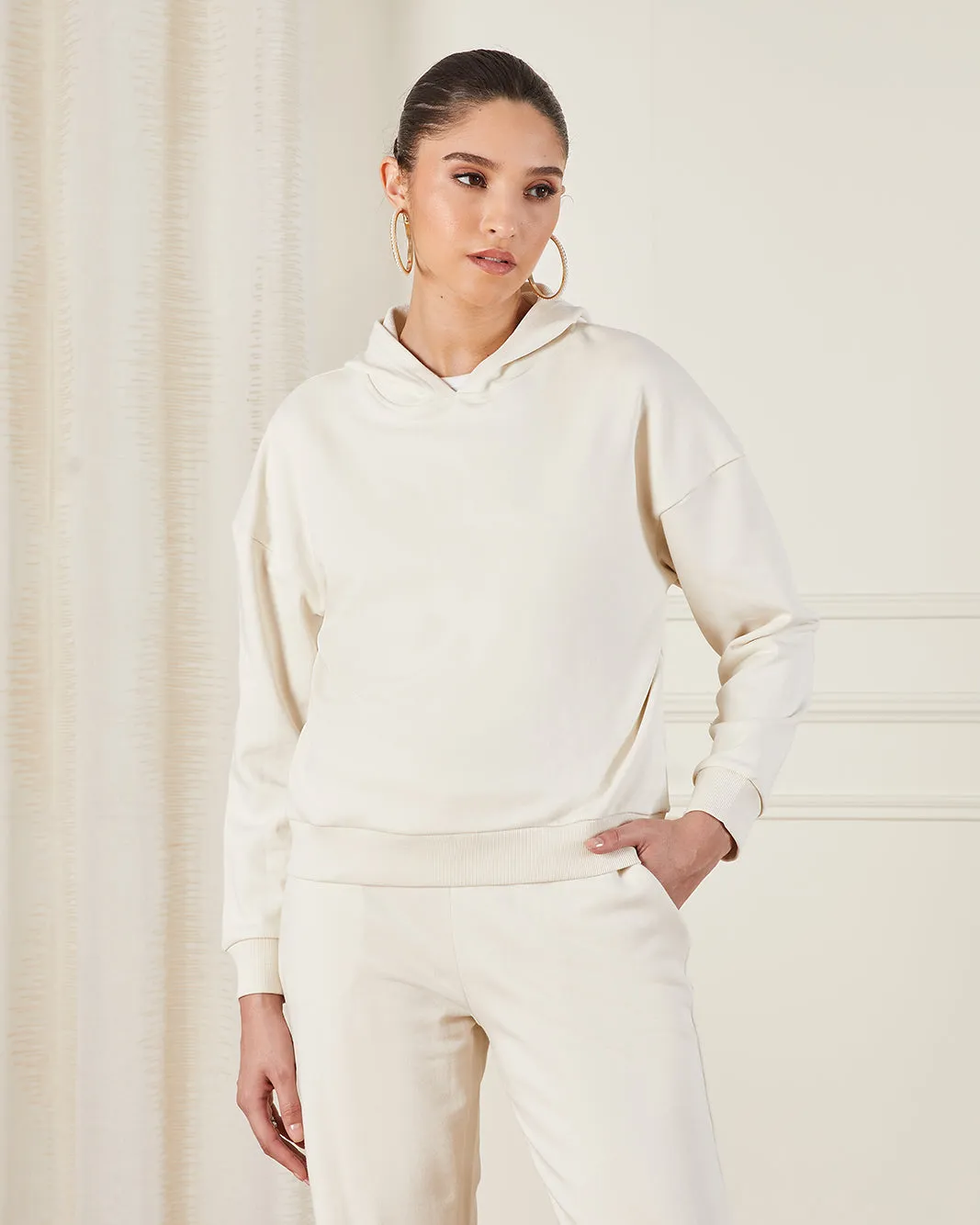 Women Beige Basic Hooded Sweatshirt sold by Redtag