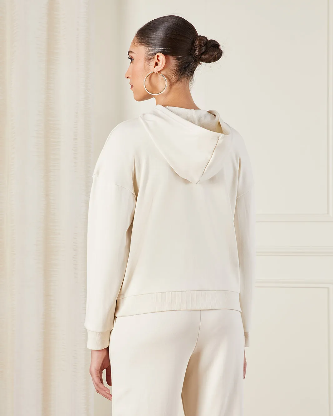 Women Beige Basic Hooded Sweatshirt sold by Redtag product image thumbnail 3