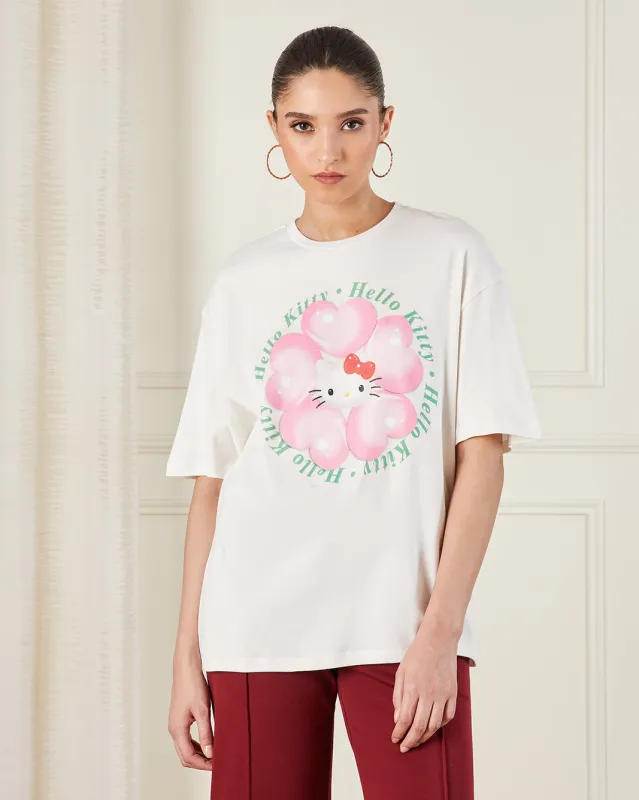 Women White Hello Kitty Oversized T-Shirt sold by Redtag