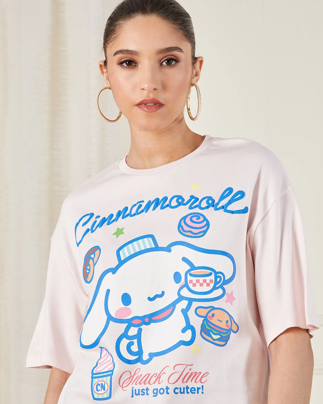 Women Pink Cinnamon roll Oversized T-shirt sold by Redtag product image thumbnail 4